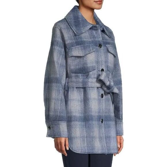 Tahari Sky Blue Stacie Wool Blend Peacoat Size XS Classic Cozy Fall Winter - Picture 2 of 9
